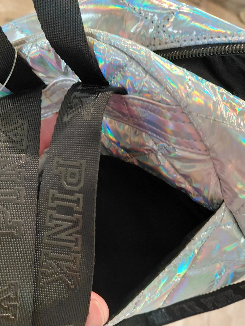 PINK Victoria's Secret Holographic Quilted Mini Backpack - Iridescent